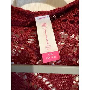 No Boundaries Maroon Crochet Knit Cardigan Women’s L (11–13)